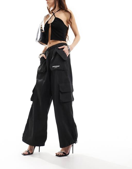 Sixth June texture nylon cargo pants in black | ASOS