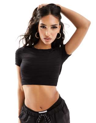 Sixth June Sixth June textured crop top in black
