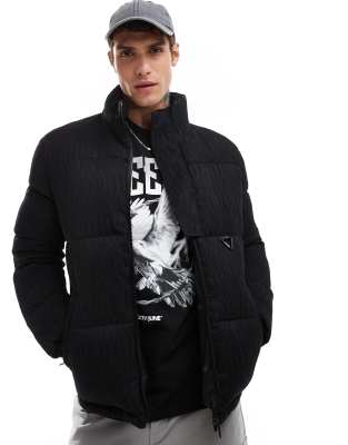 Sixth June Textured Logo Detail Puffer Jacket In Black