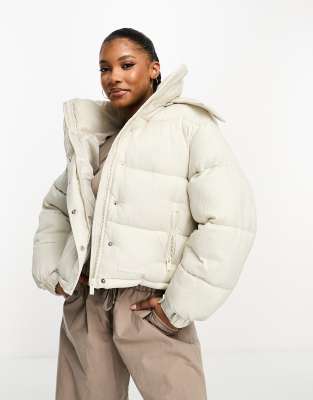 Sixth June textured puffer jacket in beige