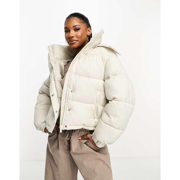 Sixth June textured puffer jacket in beige