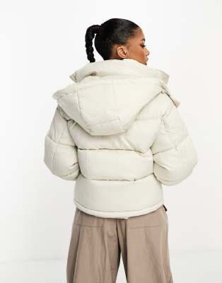 Sixth June textured puffer jacket in beige