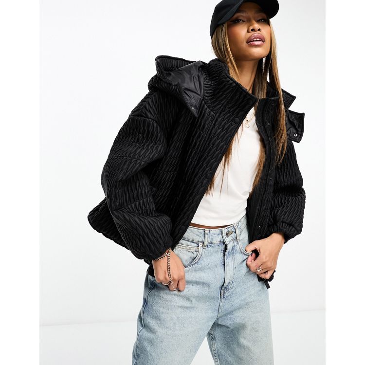 Sixth June textured puffer jacket in black