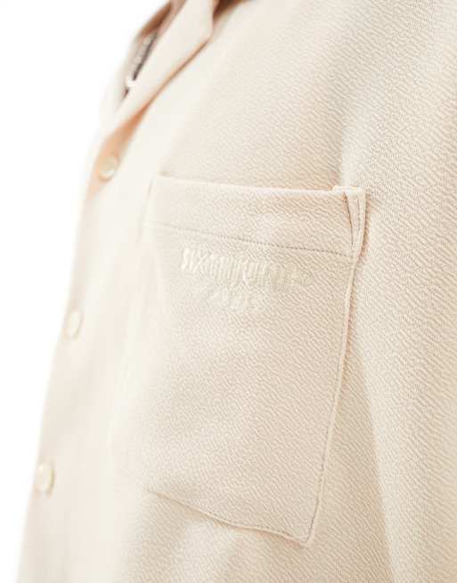 Sixth June textured short sleeve shirt in beige - part of a