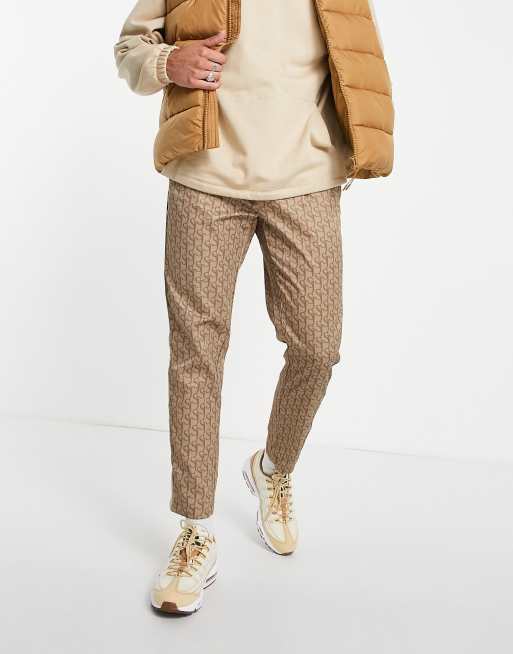 Sixth June track joggers co-ord in beige with monogram logo print