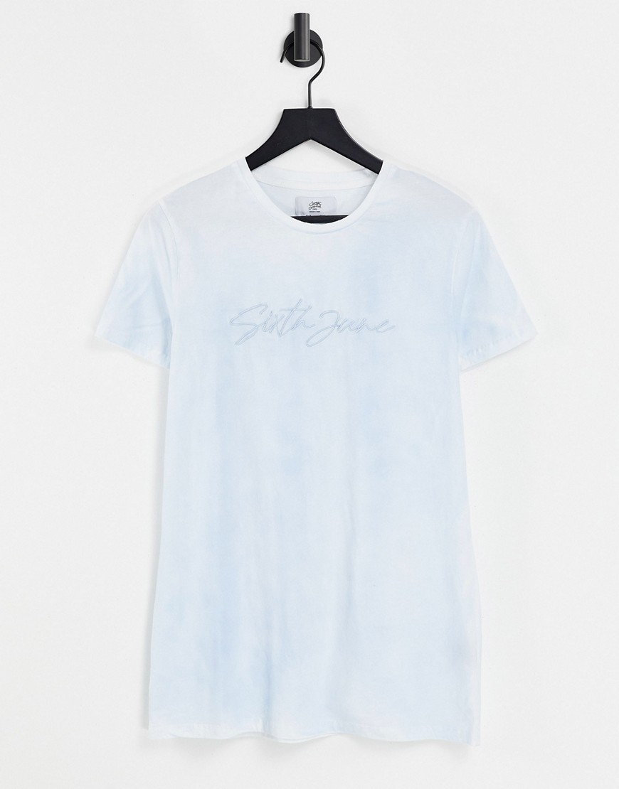 Sixth June Unisex Coordinated Relaxed T-shirt With Tonal Logo-blues