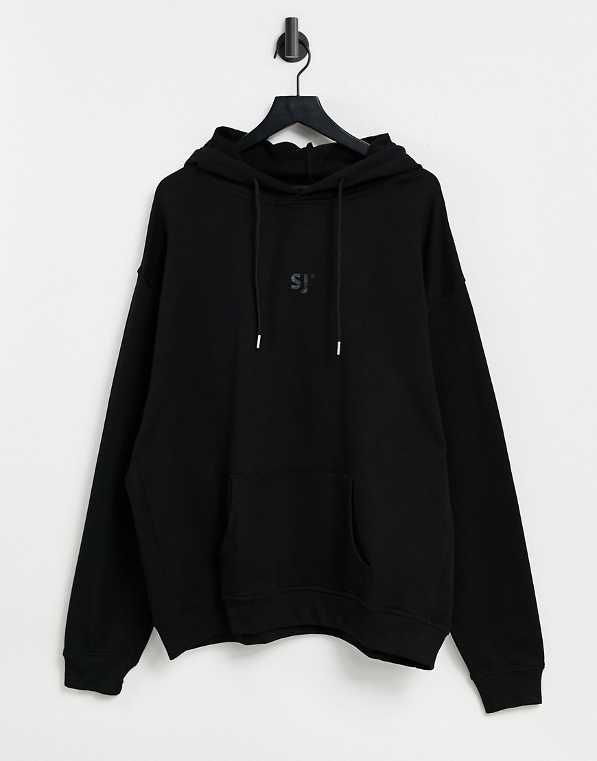 Sixth June unisex oversized hoodie in acid wash set-Black