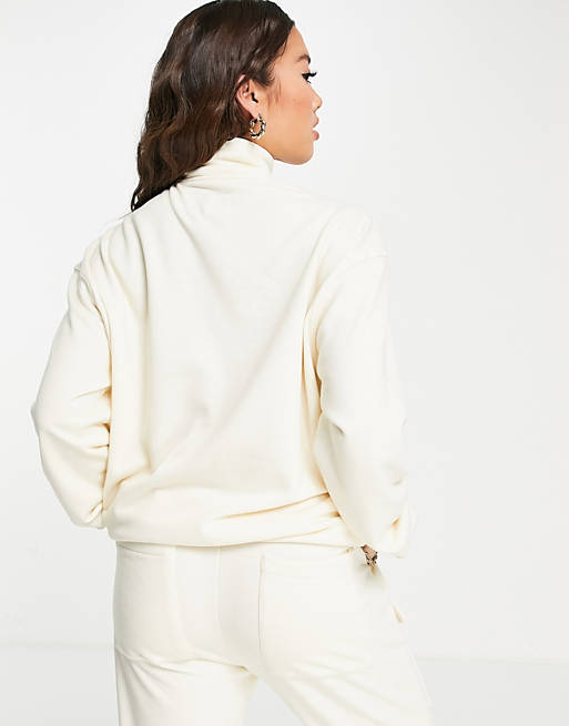  Sixth June unisex relaxed high neck zip up sweatshirt in stone co-ord 