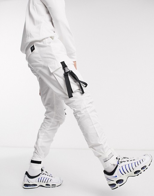 Sixth June utility cargo joggers in white