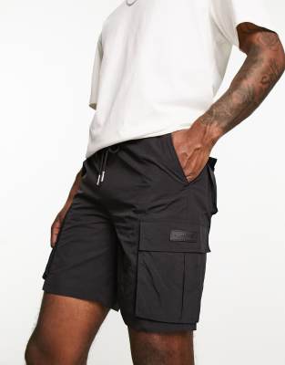 Sixth June utility cargo shorts in black