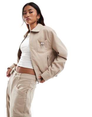 Sixth June utility jacket co-ord in beige-Neutral