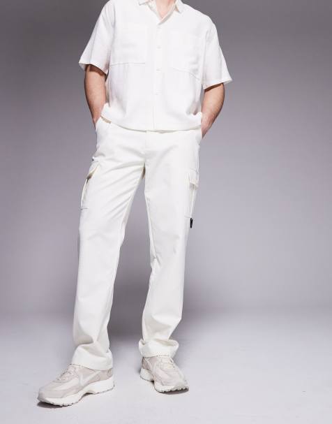 Sixth June utlity cargo pants with hardware detail in cream - view 1