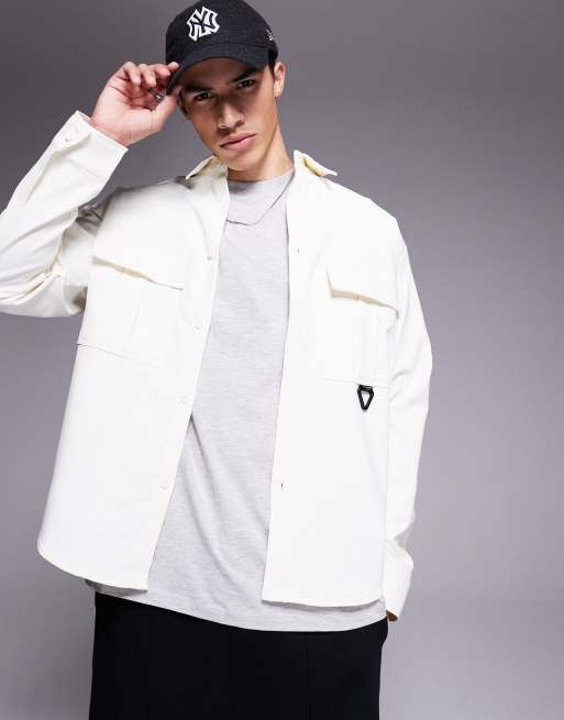 Sixth June utlity shirt with hardware detail in cream, 4 of 4