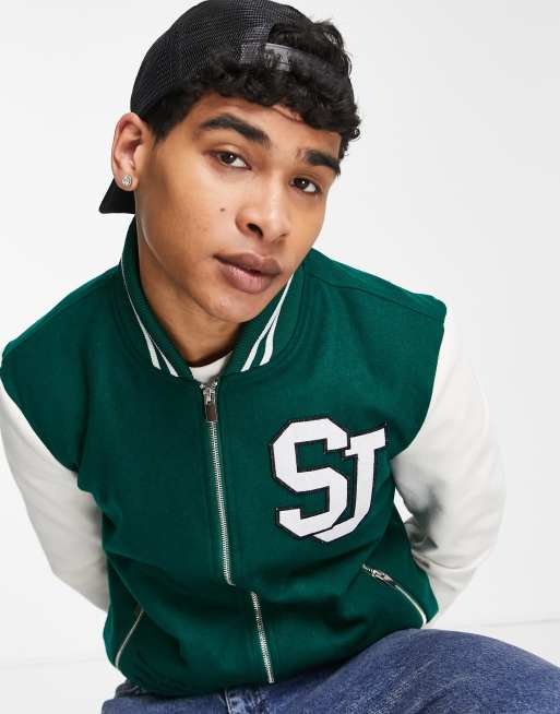 Off white shop green varsity jacket