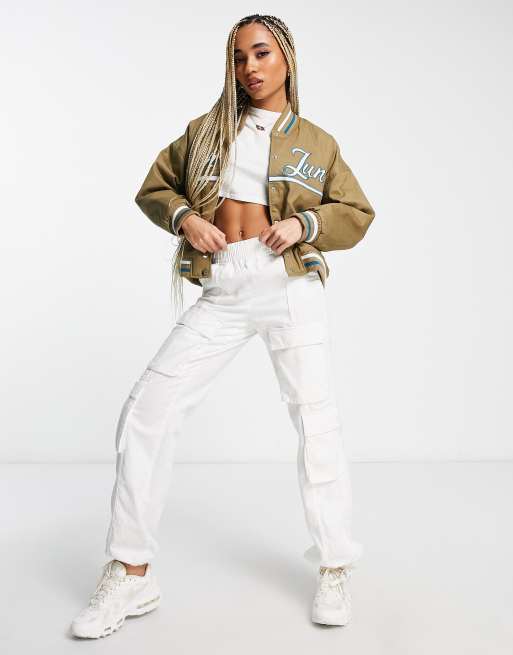 Sixth June varsity jacket in beige | ASOS