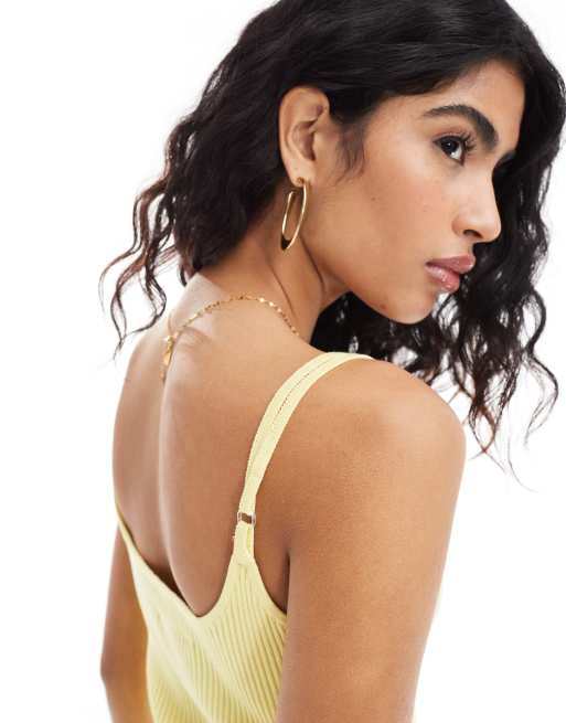 Sixth June - Vestito con spalline sottili in maglia giallo, 4 di 4