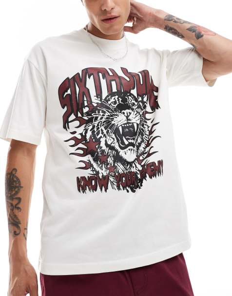 Sixth June vintage tiger print t-shirt in white - view 1