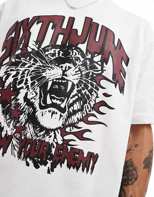 Sixth June vintage tiger print t-shirt in white | ASOS Sixth June vintage tiger print t-shirt in white | ASOS