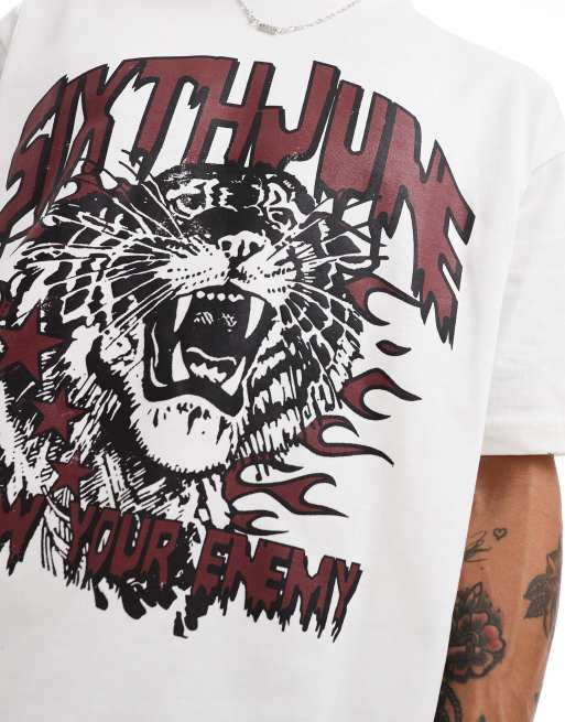 雑誌で紹介された Sixth June vintage tiger print t-shirt in white | ASOS ジャケット・アウター