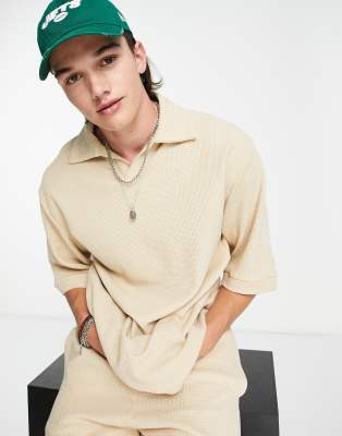 Sixth June waffle shirt in beige - part of a set - ASOS Price Checker