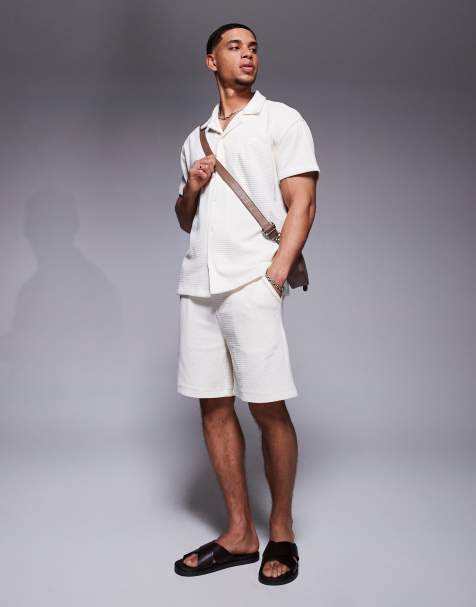 Sixth June waffle detail shorts in cream - part of a set - view 1