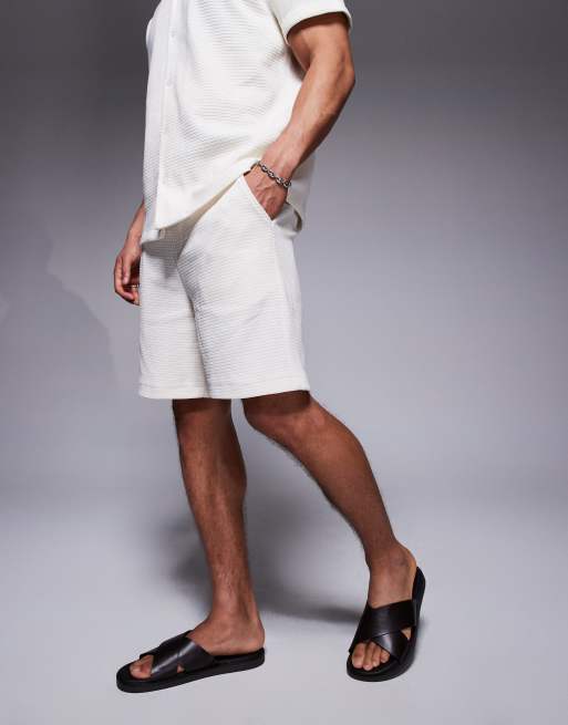 Sixth June waffle detail shorts in cream - part of a set