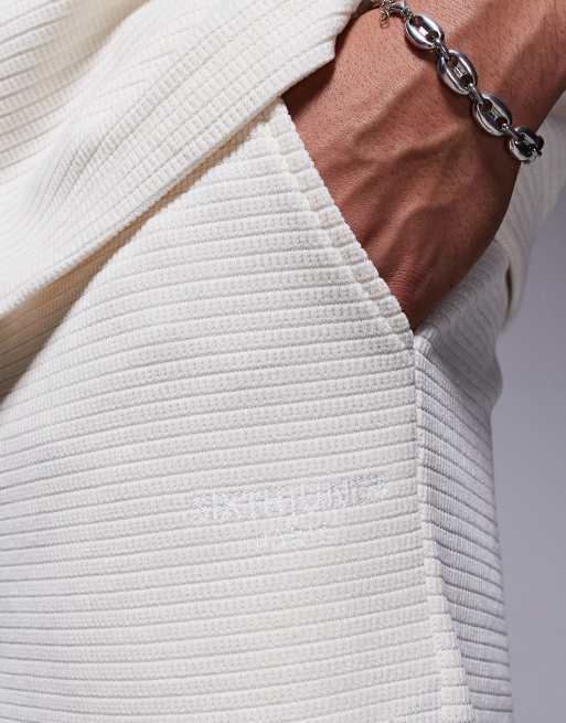 Sixth June waffle detail shorts in cream - part of a set