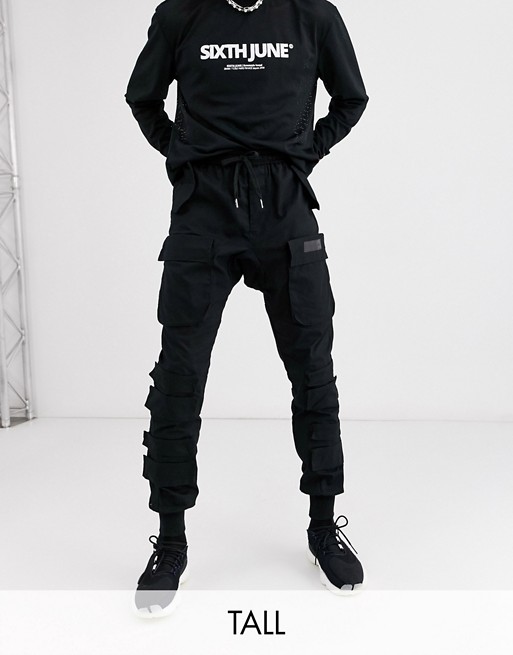 Sixth June wide cuffed utility pant in black