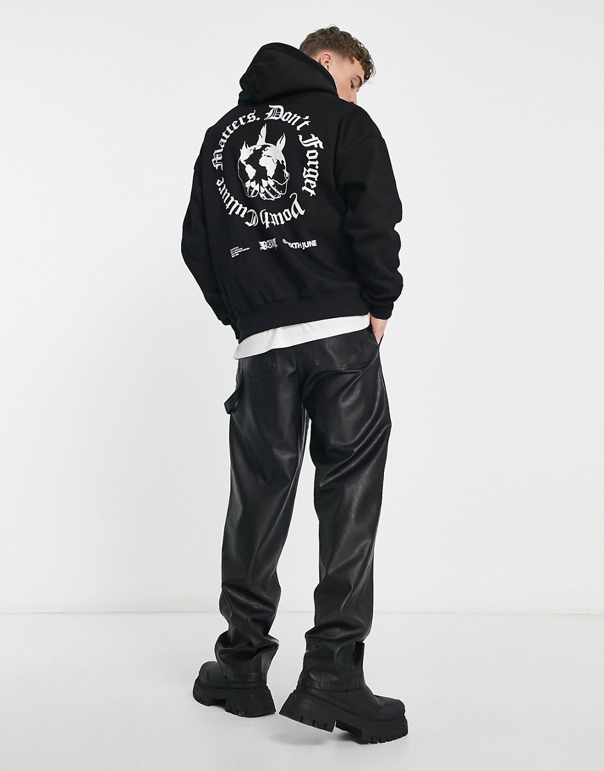 Sixth June youth culture backprint hoodie in black