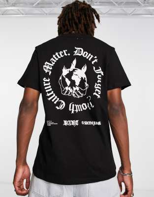 Sixth June youth culture backprint t-shirt in black