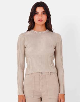 Sixth June - Zweifarbiges, langärmliges Oberteil in Beige-Neutral