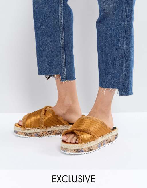 SixtySeven - Adiva - Mosterdgele flatform espadrillesandalen