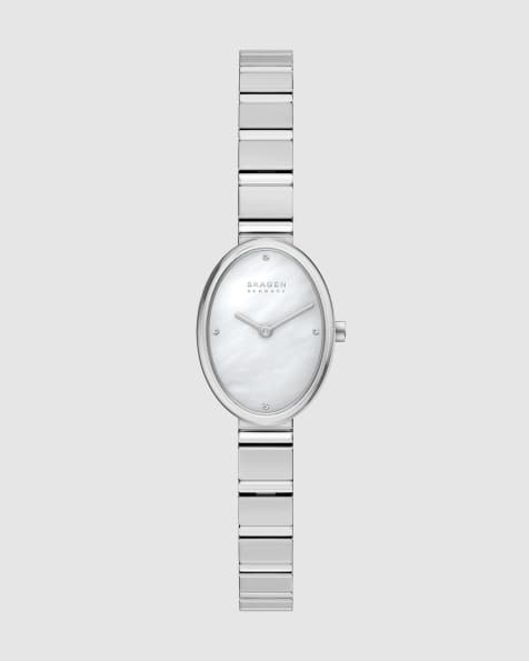 Skagen Anita oval two-hand stainless steel watch in silver - view 1