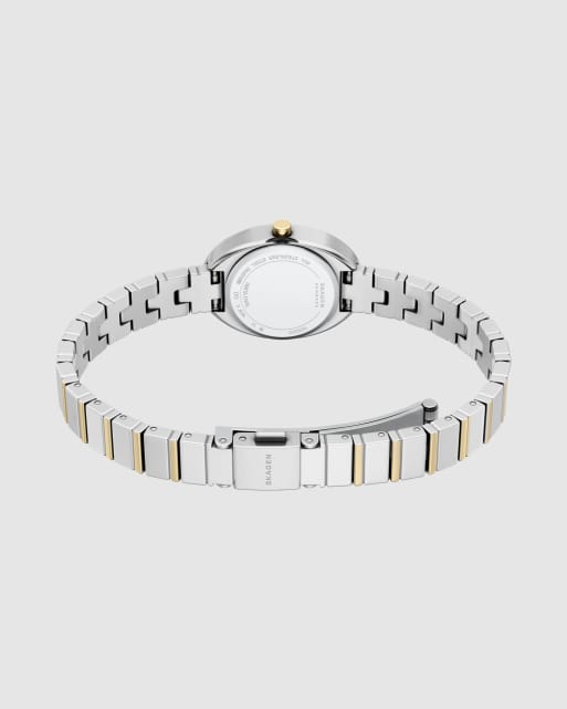 Skagen Anita oval two-hand two-tone stainless steel watch in silver, 4 of 4
