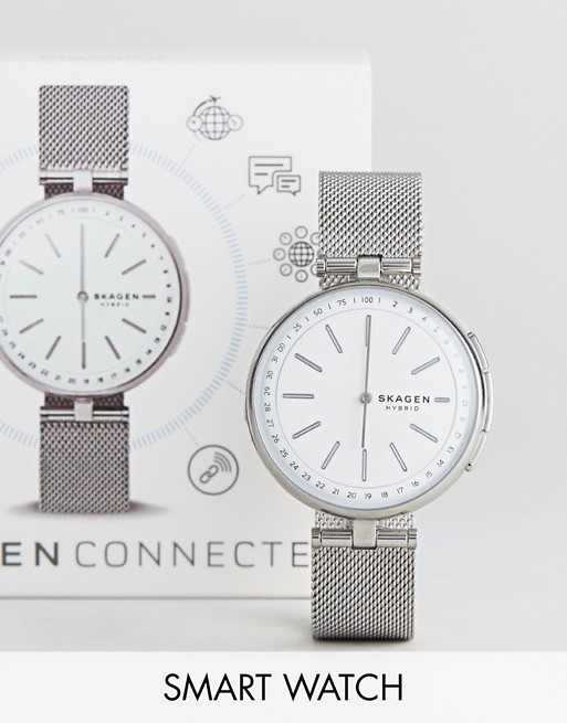 Skagen Connected SKT1400 Signatur mesh hybrid smart watch in silver