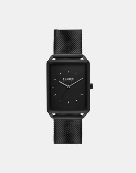 Skagen – Hagen – Herrenuhr aus schwarzem Edelstahl mit drei Zeigern und schwarzem Armband - view 1