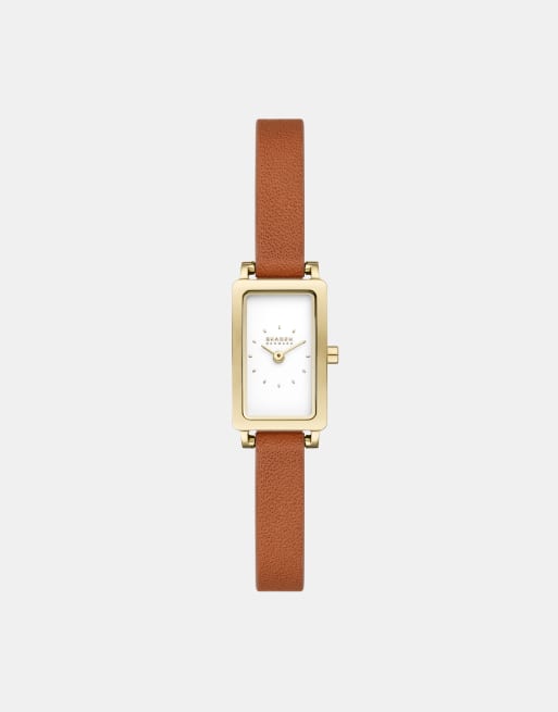 Skagen – Hagen – Kleine Damenuhr aus goldfarbenem Edelstahl mit zwei Zeigern