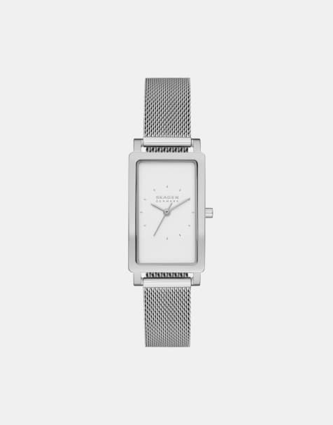 Skagen – Hagen Lille – Rechteckige Damenarmbanduhr aus Edelstahl in Silberoptik mit drei Zeigern - view 1