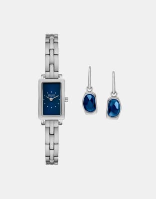 Skagen - Hagen Micro - Silberfarbene Damenuhr aus Edelstahl mit 2 Zeigern, Geschenkt-Set