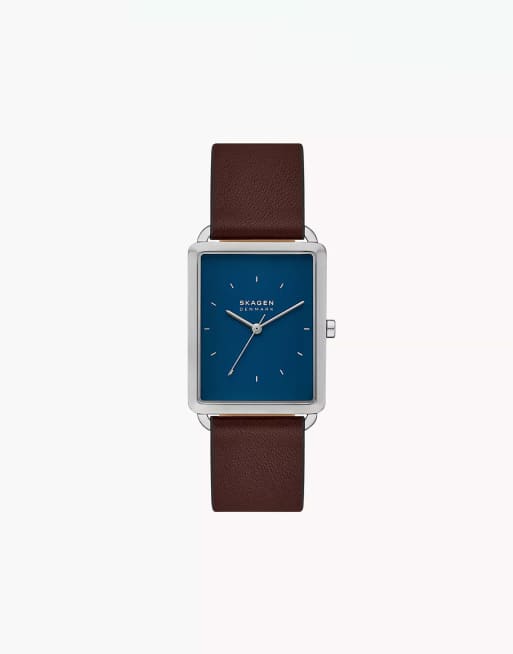 Skagen - Hagen - Montre homme à trois aiguilles en acier inoxydable argenté - Marron