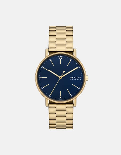 Skagen – Herrenuhr aus goldfarbenem Edelstahl mit 3 Zeigern