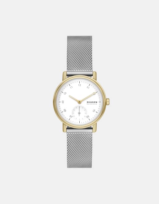 Skagen – Kuppel Lille – Damenuhr aus goldfarbenem Edelstahl mit zwei Zeigern und Untersekunde