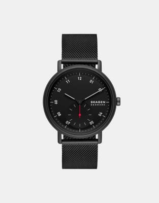 asos Skagen Men's kuppel two-hand sub-second black stainless steel watch - BROWN