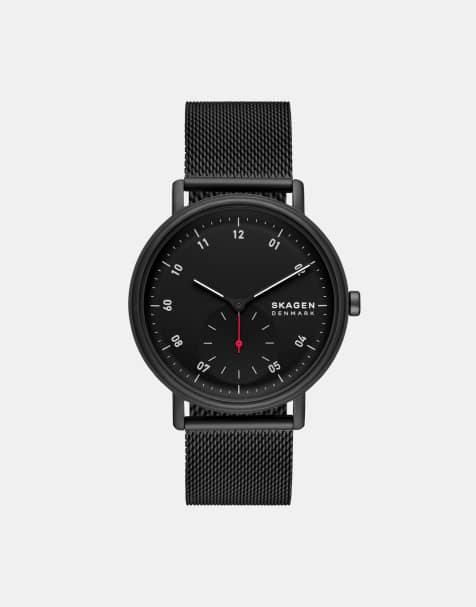 Skagen Men's kuppel two-hand sub-second, black stainless steel watch - BROWN - view 1