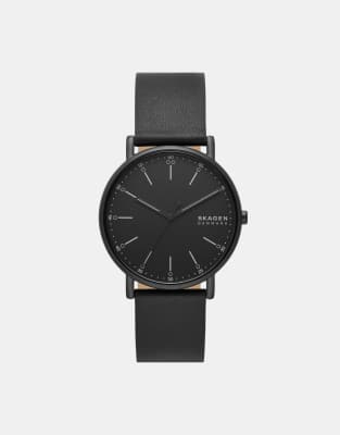 asos Skagen Men's signatur three-hand black stainless steel watch- BLACK