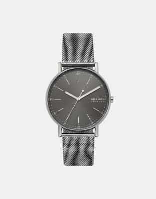 asos Skagen Men's signatur three-hand gray-tone stainless steel watch - GREY