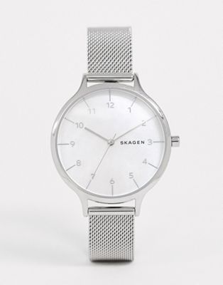 Skagen - Mesh horloge voor dames in zilver SKW2701