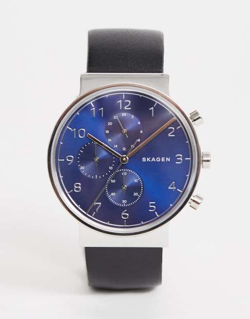 Skagen Montre homme en acier inoxydable avec cadran bleu ASOS