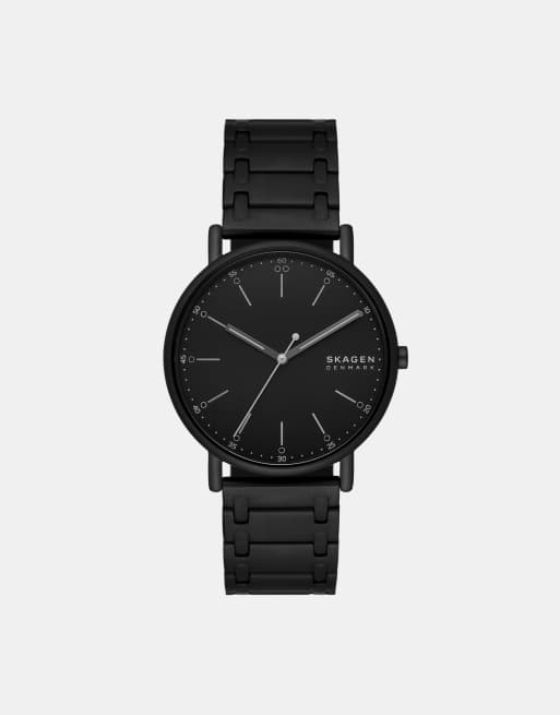 Skagen – Signatur – Herrenuhr aus schwarzem Edelstahl mit drei Zeigern und schwarzem Armband