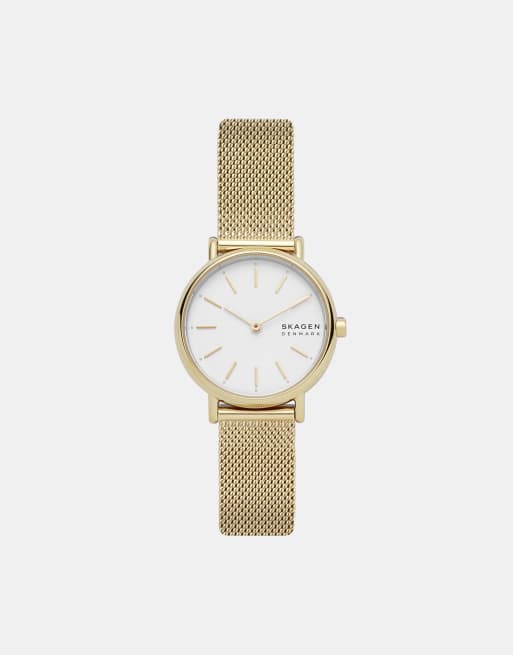 Skagen - Signatur Lille - Montre slim en acier inoxydable avec mouvement à 2 aiguilles - Doré